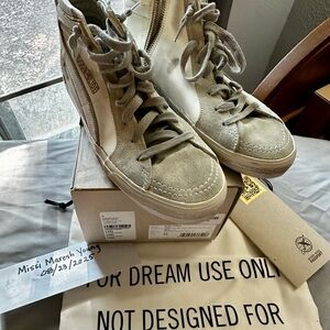 Golden Goose Suede High-Top Sneakers in Light Gray